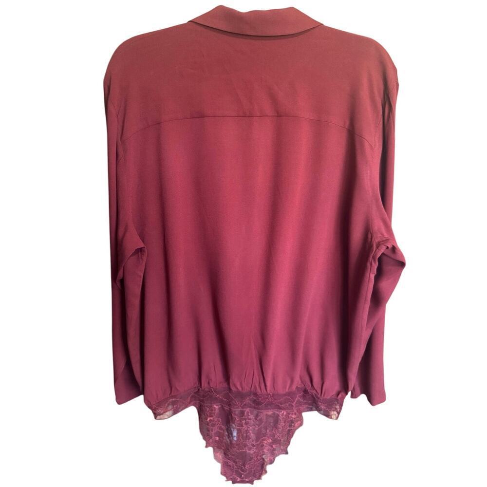 Free People Elsa Bodysuit Surplice Deep V Blouse Burgundy Size Large NWT - Picture 6 of 9